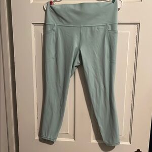 Athleta Light Aqua Blue Leggings with Side Pockets